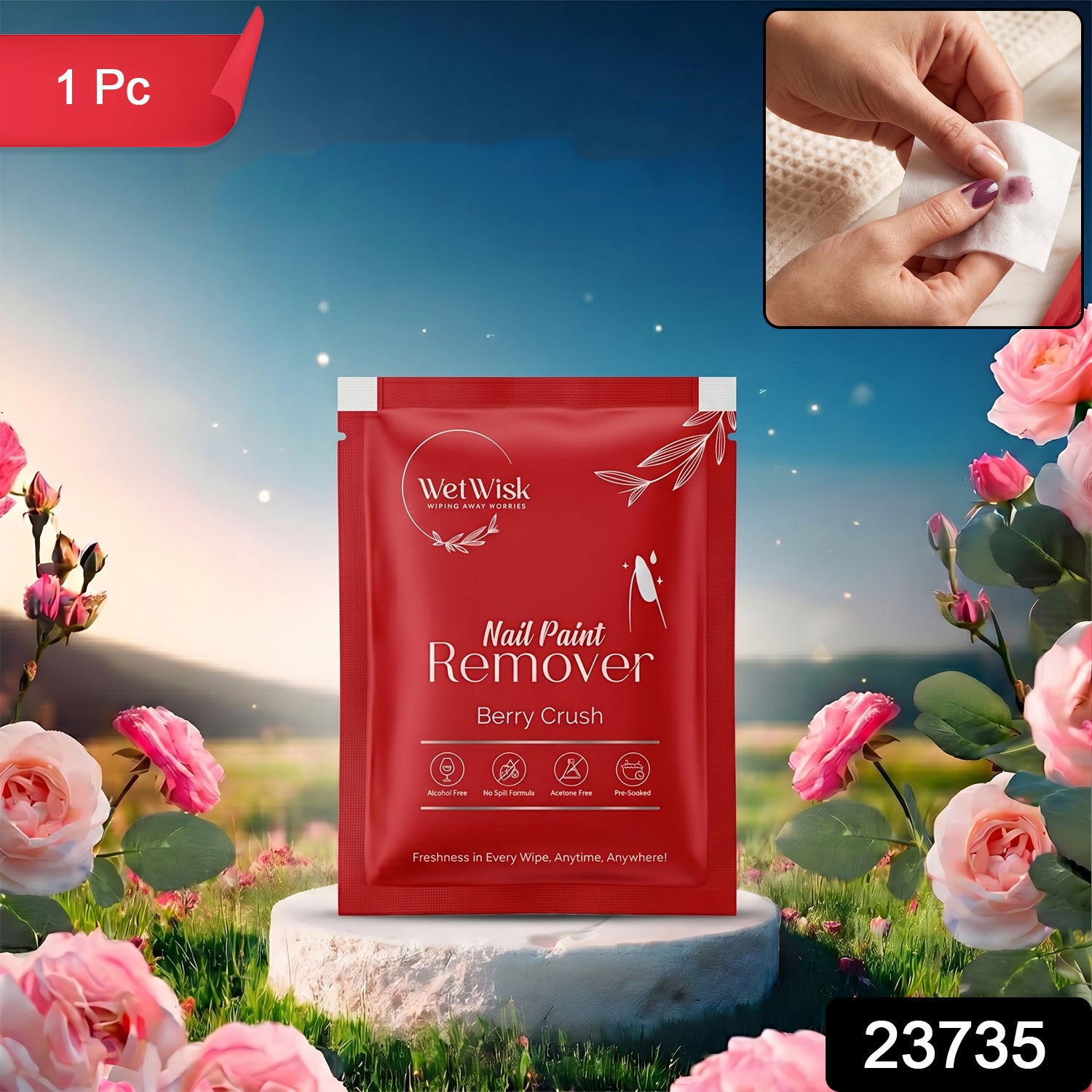 Nail Paint Remover Wet Wipes Acetone-free Gentle Nail Care Formula (1 Pc)